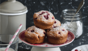 Портокалови мъфини с червена боровинка